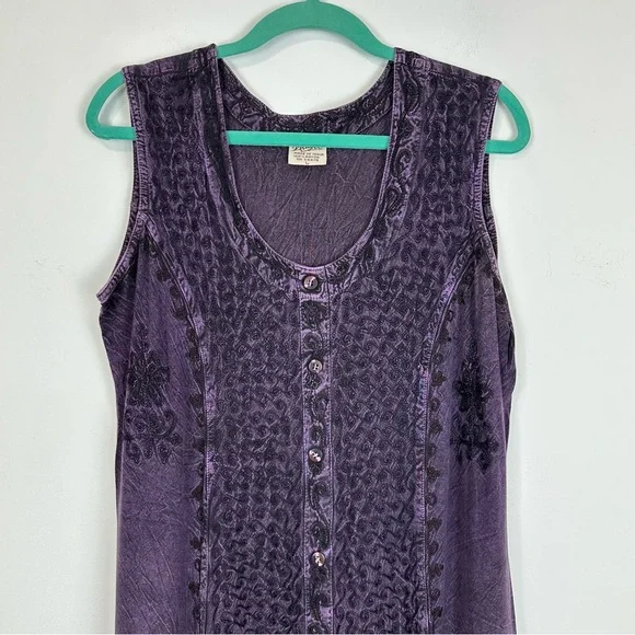 Vintage 1990’s Magic Embroidered Purple Maxi Tank Dress And Shrug Set L Boho - Picture 3 of 12